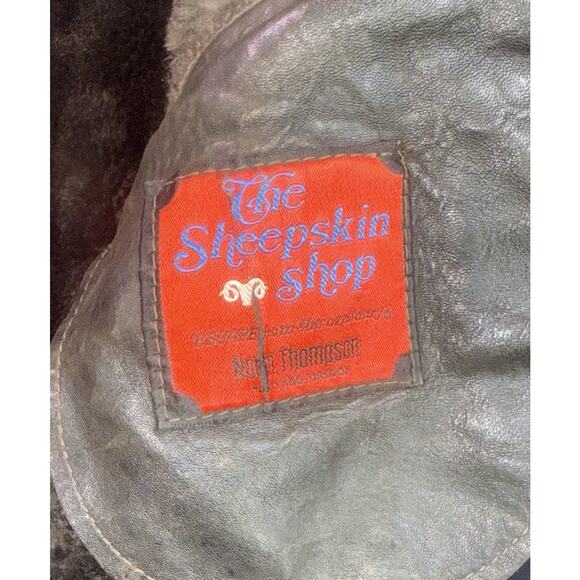 VTG Women’s Double-Breasted Suede Shearling sheepskin Long Brown Coat Size 12 - Picture 10 of 11